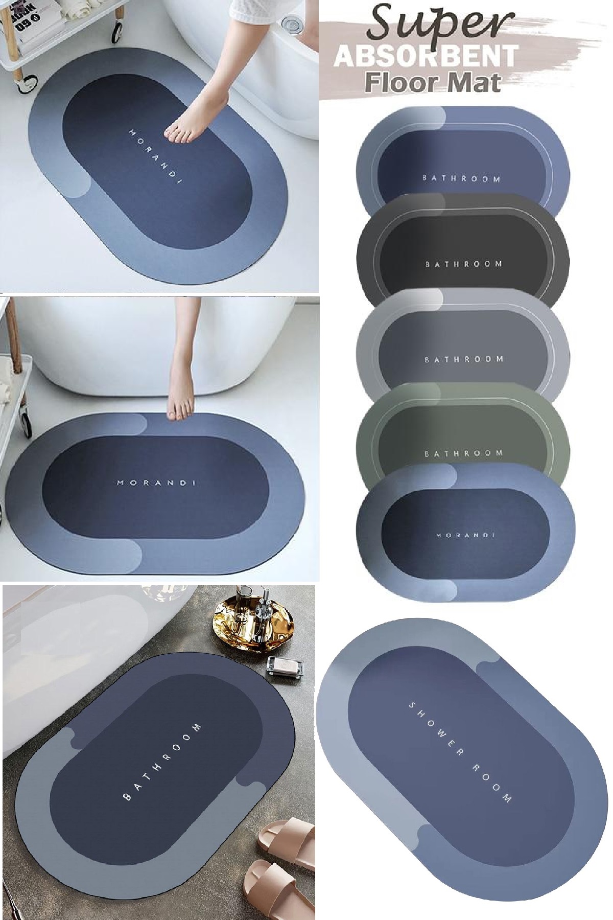 Biterse Süper Su Emici Banyo Paspası Kaydırmaz Taban 3,5 mm 40 x 60